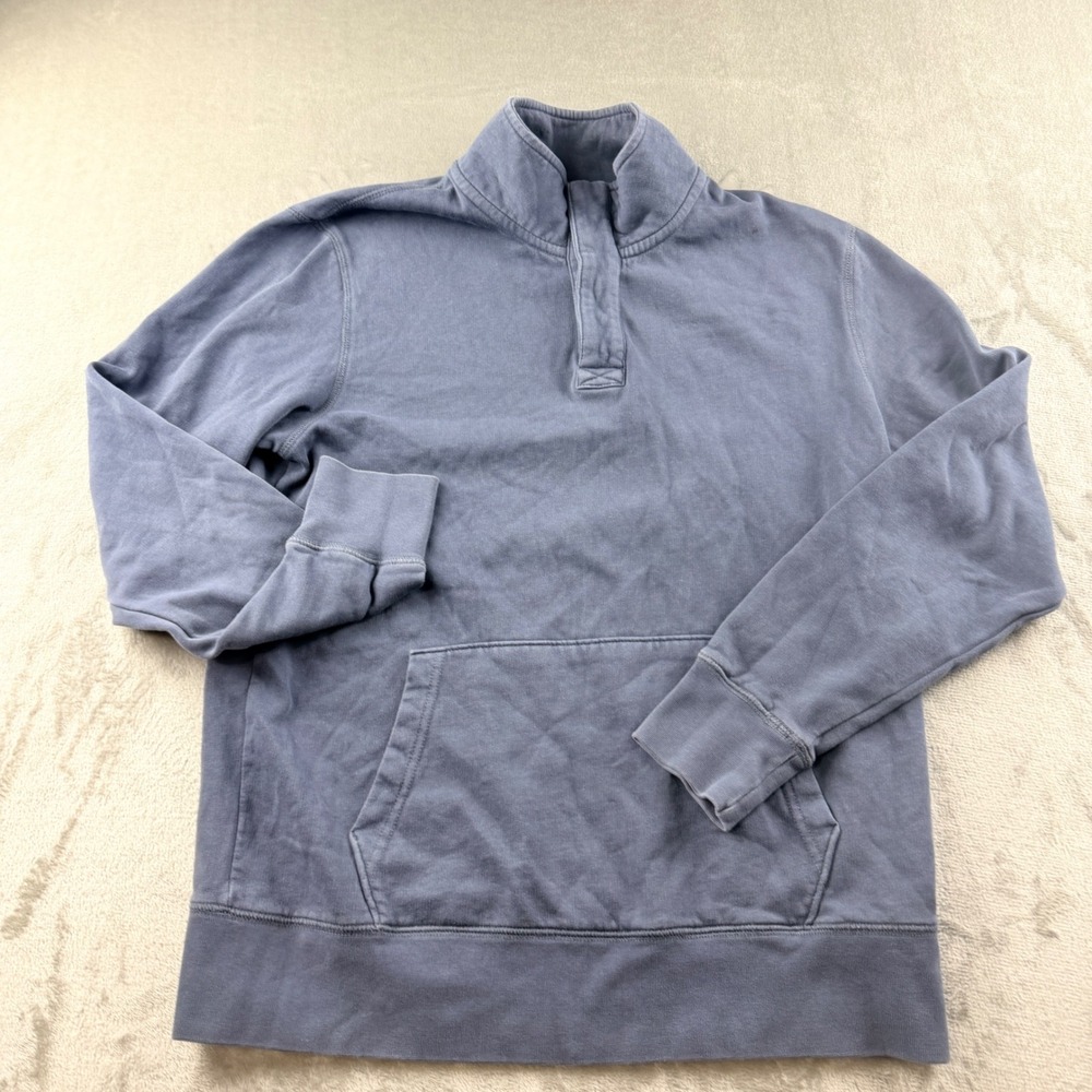 American Eagle Super Soft Men's Medium Blue Quarter Button Mock Neck Sweatshirt